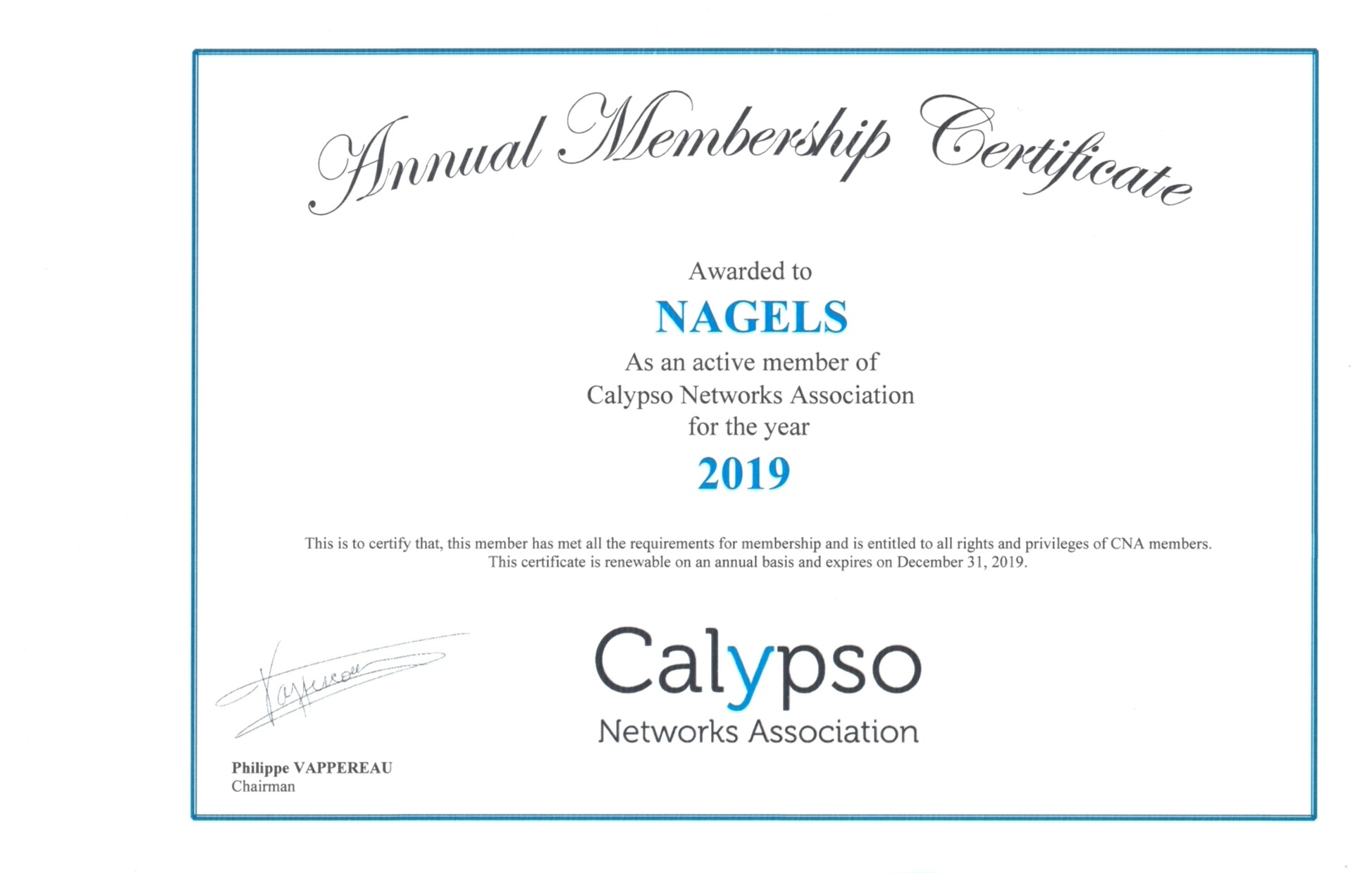 Calypso Certificate